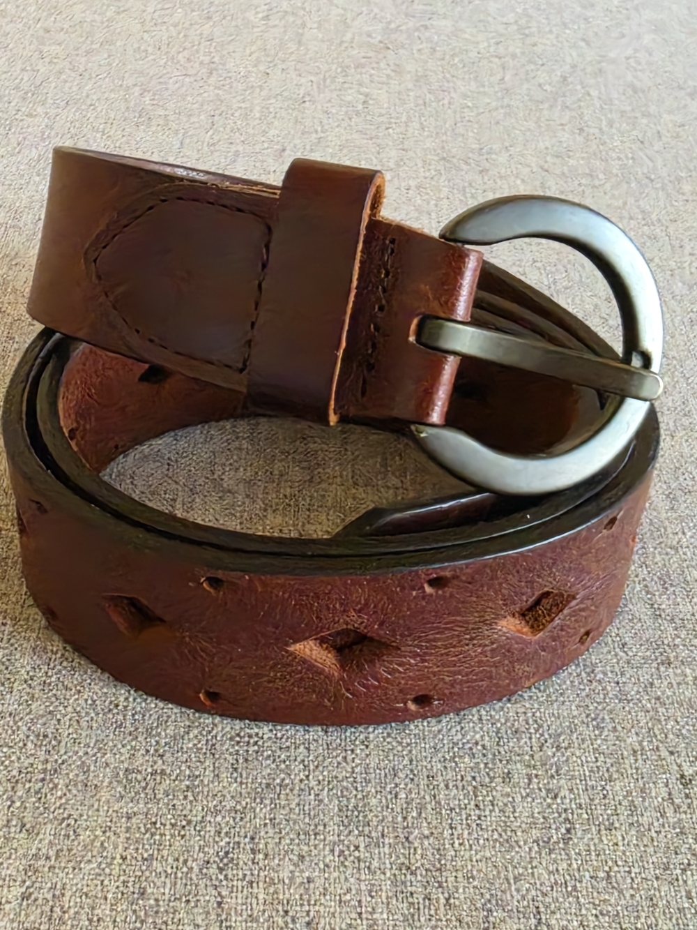 Men's Brown Leather Belt with Accent Cutouts